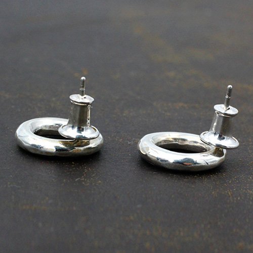 Men's Sterling Silver Hammered Ring Stud Earrings