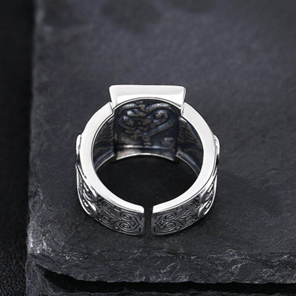 Men's Sterling Silver Heart Poker Ring