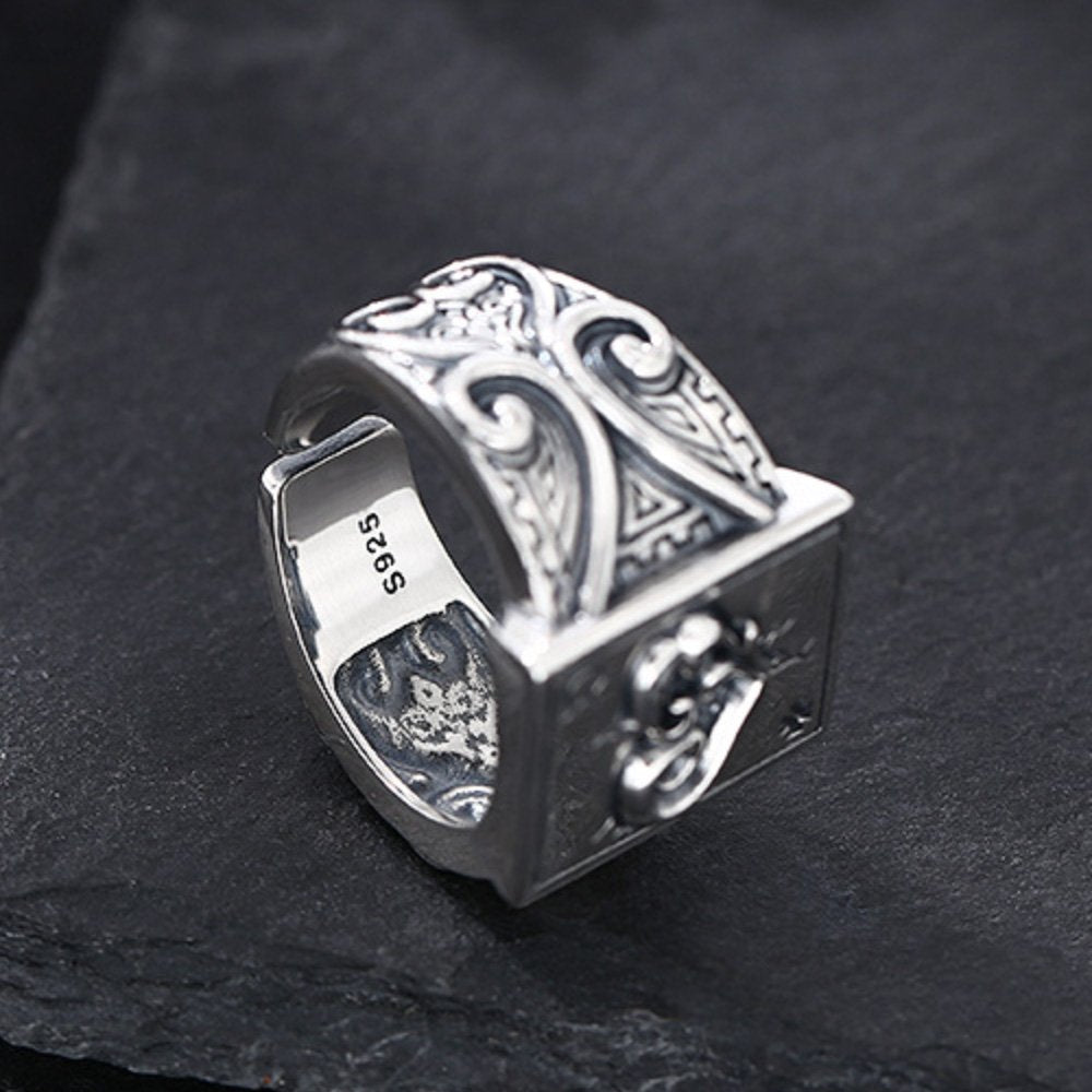 Men's Sterling Silver Heart Poker Ring