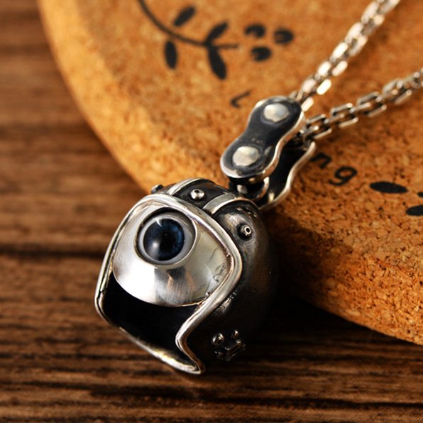 Men's Sterling Silver Helmeted Eye Necklace