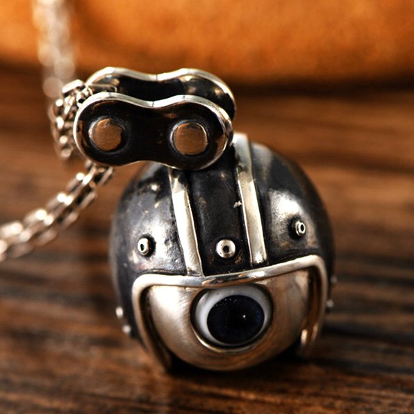 Men's Sterling Silver Helmeted Eye Necklace