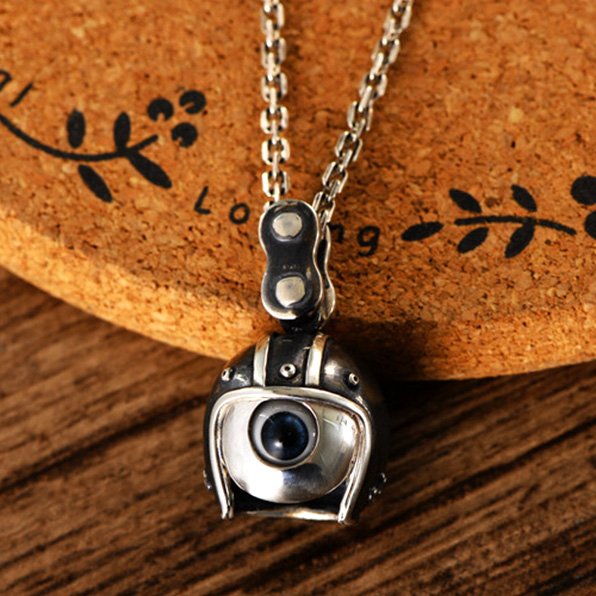 Men's Sterling Silver Helmeted Eye Necklace