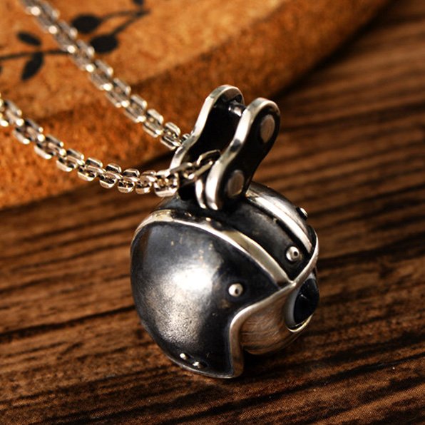 Men's Sterling Silver Helmeted Eye Necklace