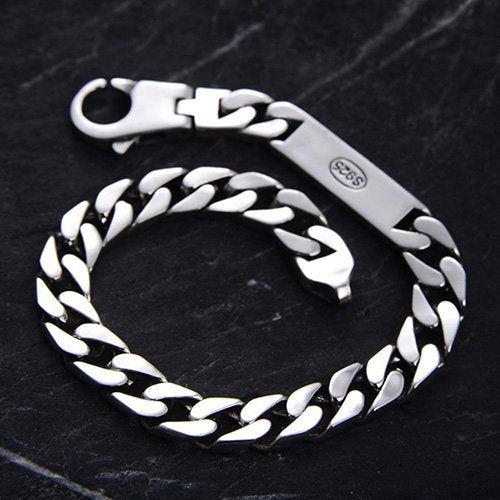 Men's Sterling Silver ID Curb Bracelet