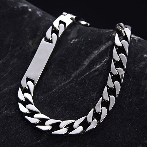 Men's Sterling Silver ID Curb Bracelet