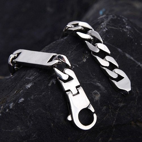 Men's Sterling Silver ID Curb Bracelet