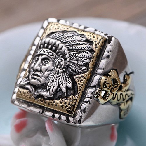 Men's Sterling Silver Indian Chief Ring