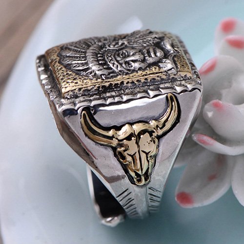 Men's Sterling Silver Indian Chief Ring