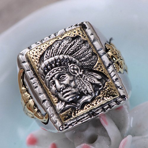 Men's Sterling Silver Indian Chief Ring