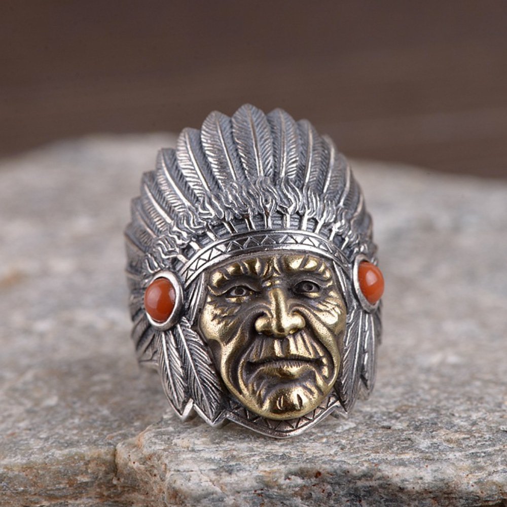 Men's Sterling Silver Indian Chief Ring