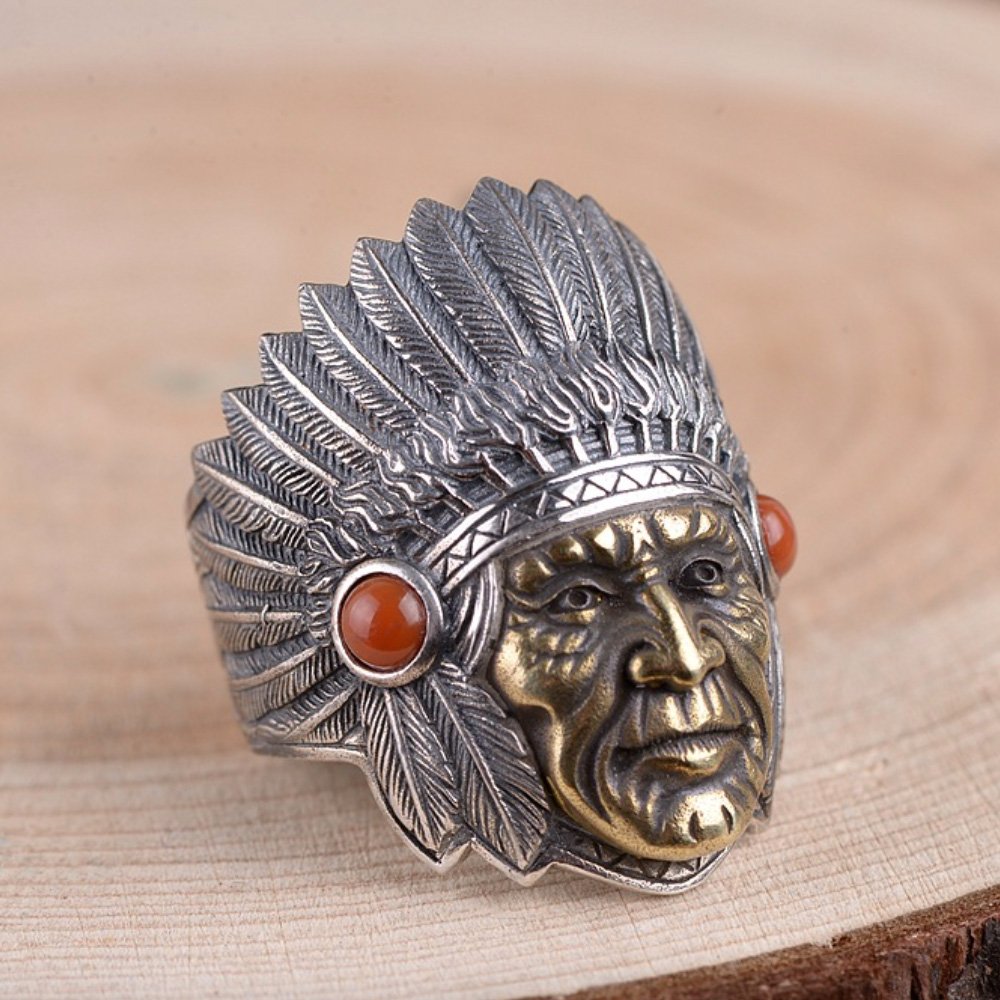 Men's Sterling Silver Indian Chief Ring