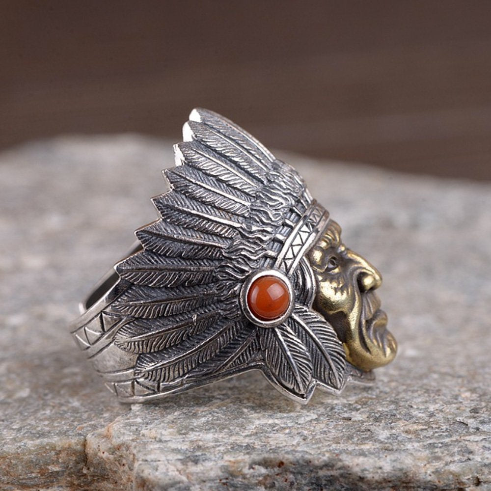 Men's Sterling Silver Indian Chief Ring