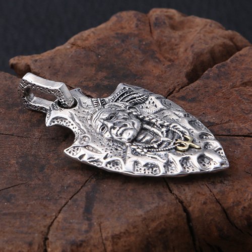 Men's Sterling Silver Indian Chief Spearhead Pendant Necklace