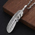 Men's Sterling Silver Indian Pattern Feather Necklace