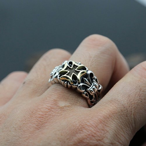 Men's Sterling Silver Iron Cross Ring