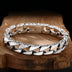 Men's Sterling Silver Ivy-Rimmed Cuban Chain Bracelet