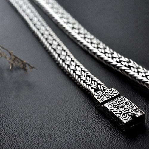 Men's Sterling Silver Ivy Buckle Braided Bracelet