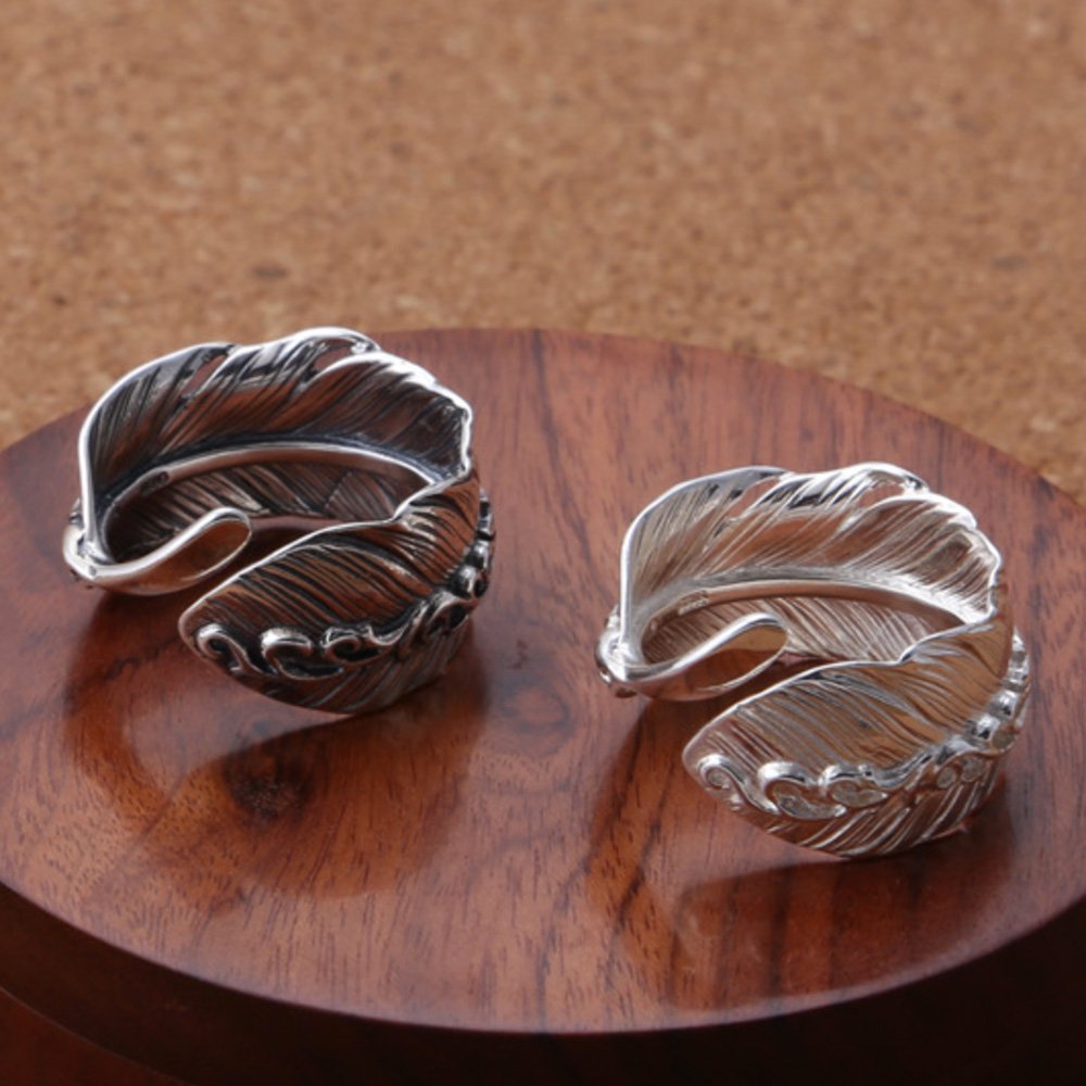 Men's Sterling Silver Ivy Feather Wrap Ring