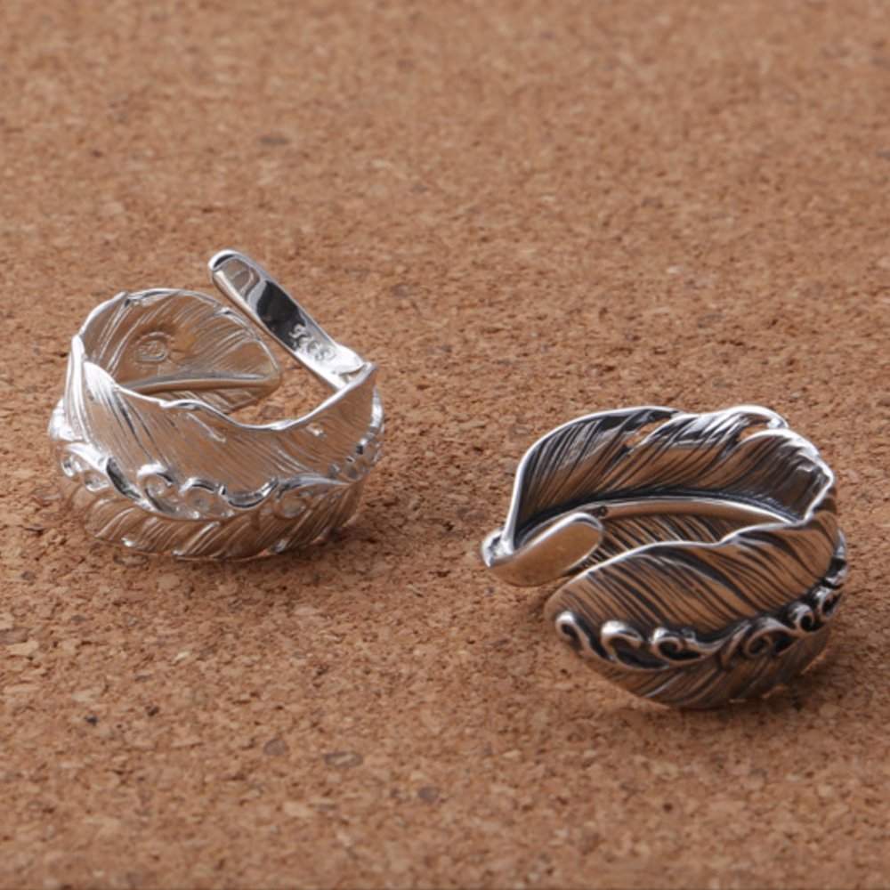 Men's Sterling Silver Ivy Feather Wrap Ring