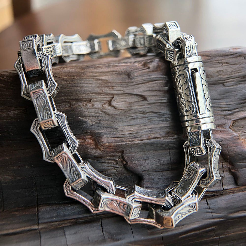Men's Sterling Silver Ivy Link Chain Bracelet - Jewelry1000.com