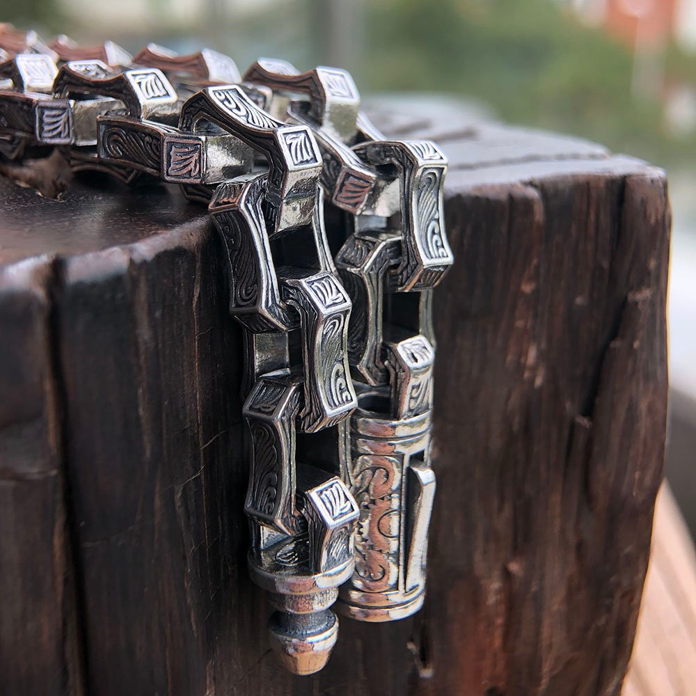 Men's Sterling Silver Ivy Link Chain Bracelet