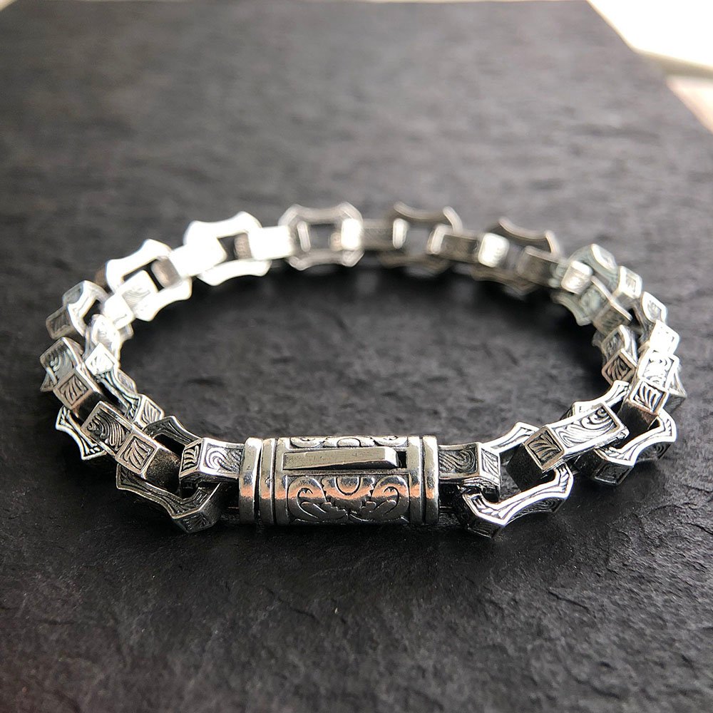 Men's Sterling Silver Ivy Link Chain Bracelet