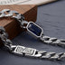 Men's Sterling Silver Ivy Pattern Cuban Chain Bracelet