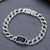 Men's Sterling Silver Ivy Pattern Cuban Chain Bracelet