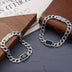Men's Sterling Silver Ivy Pattern Cuban Chain Bracelet