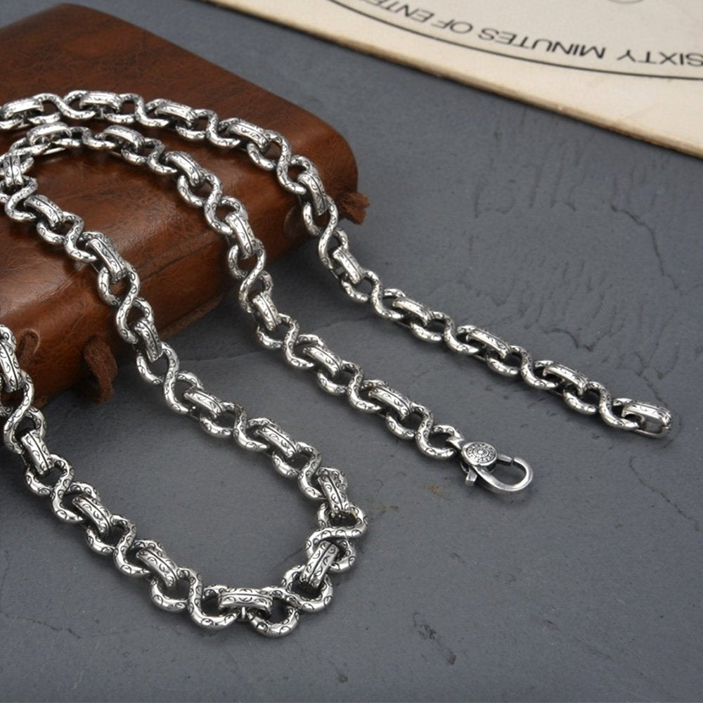 Men's Sterling Silver Ivy Pattern Link Chain - Jewelry1000.com