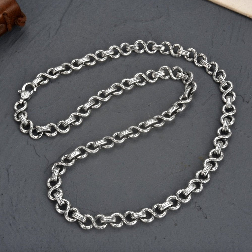 Men's Sterling Silver Ivy Pattern Link Chain 22"