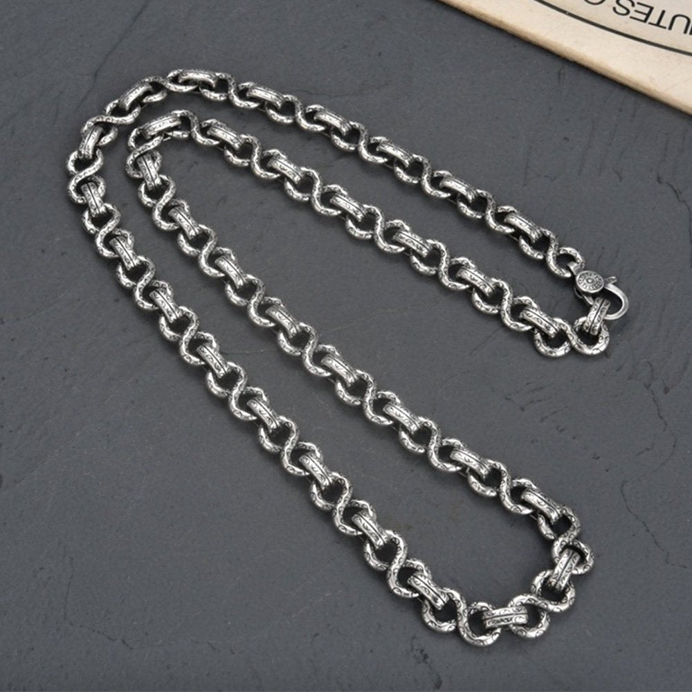 Men's Sterling Silver Ivy Pattern Link Chain 22"