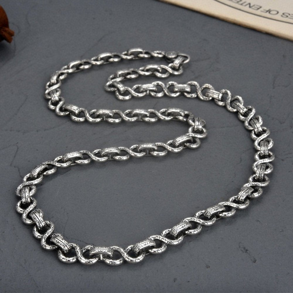 Men's Sterling Silver Ivy Pattern Link Chain 22"