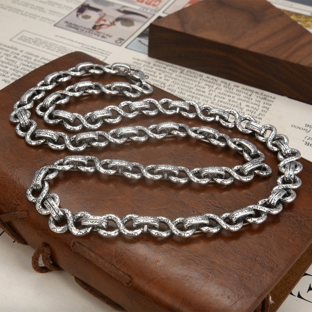 Men's Sterling Silver Ivy Pattern Link Chain 22"