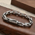 Men's Sterling Silver Ivy Pattern Link Chain Bracelet