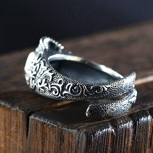 Men's Sterling Silver Ivy Pattern Skull Ring