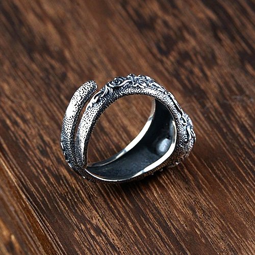 Men's Sterling Silver Ivy Pattern Skull Ring