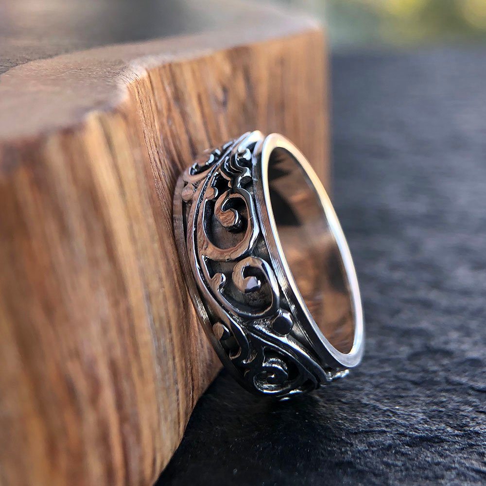 Men's Sterling Silver Ivy Spinner Ring