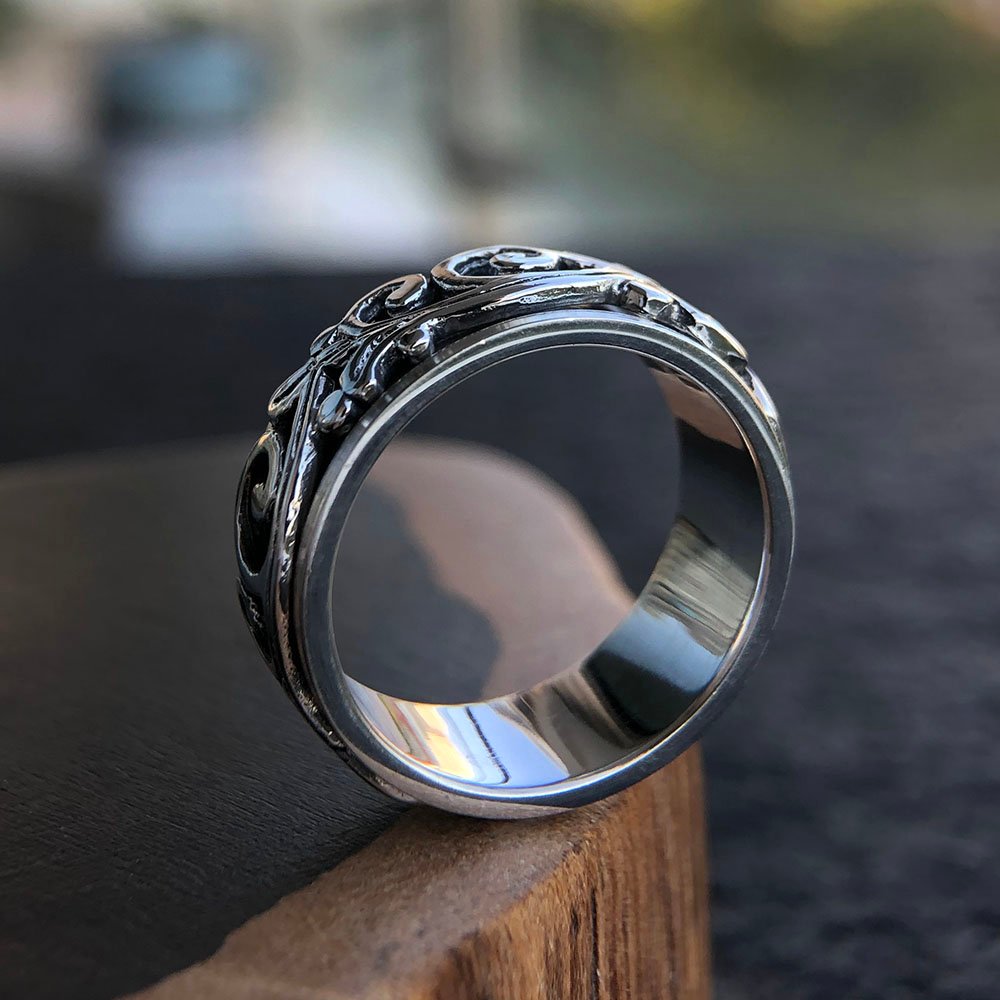 Men's Sterling Silver Ivy Spinner Ring