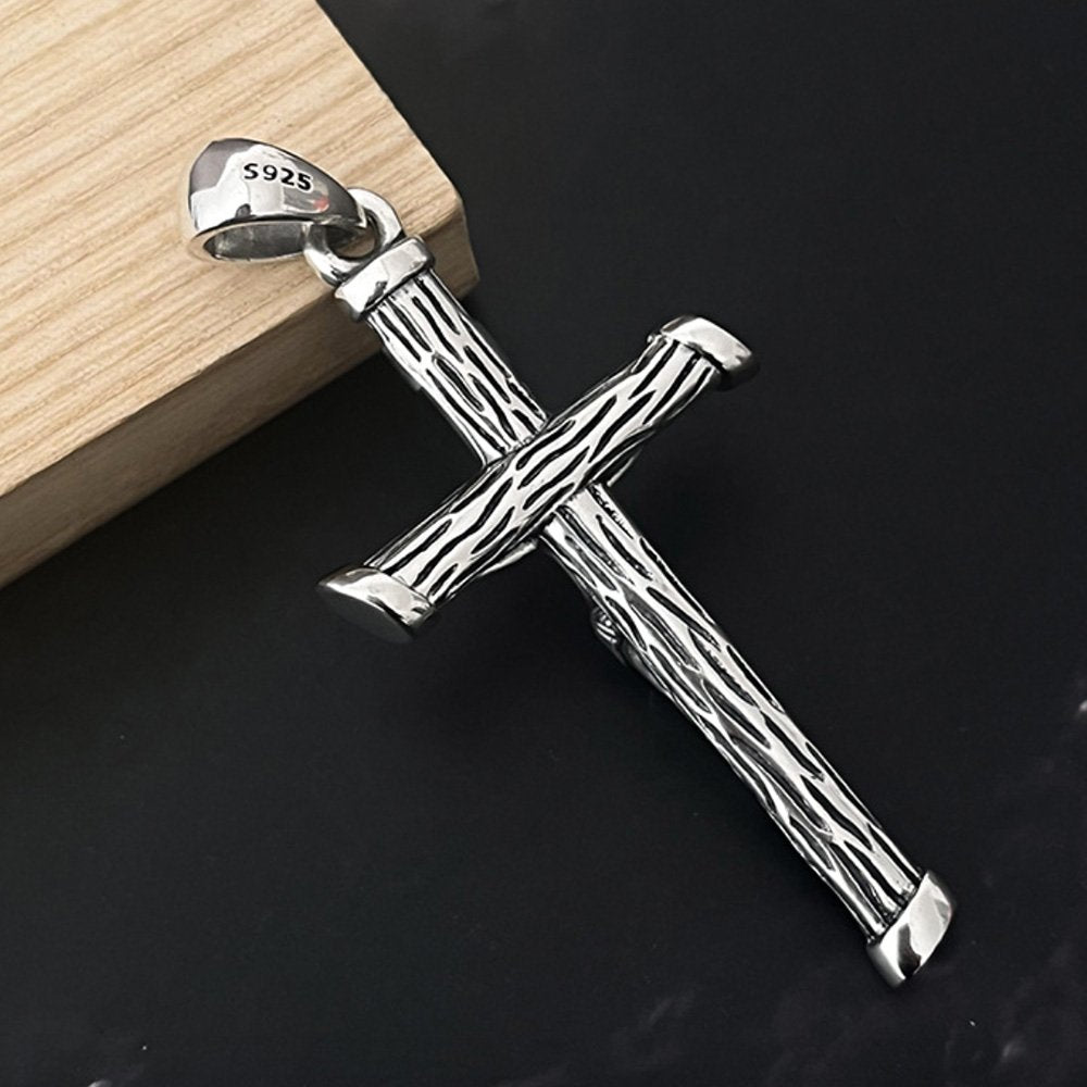 Men's Sterling Silver Jesus Cross Necklace