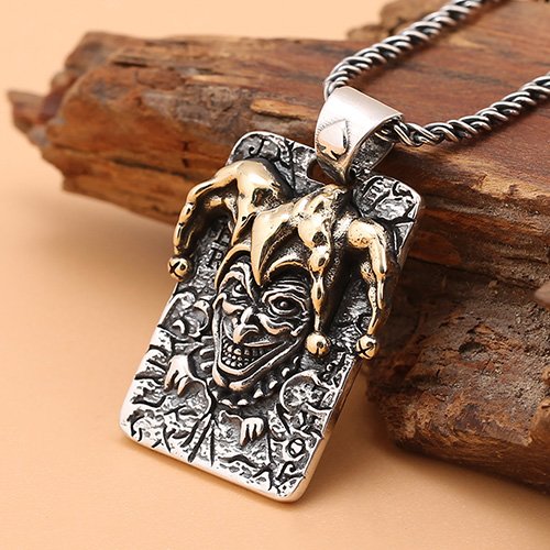 Men's Sterling Silver Joker Necklace