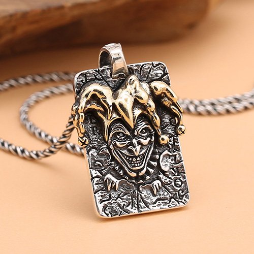 Men's Sterling Silver Joker Necklace