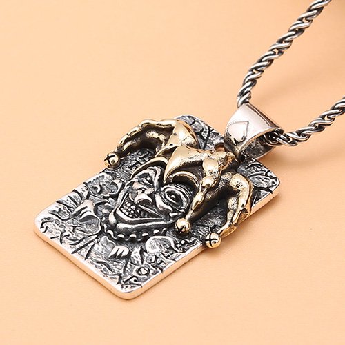 Men's Sterling Silver Joker Necklace