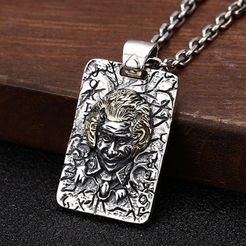 Men's Sterling Silver Joker Tag Necklace