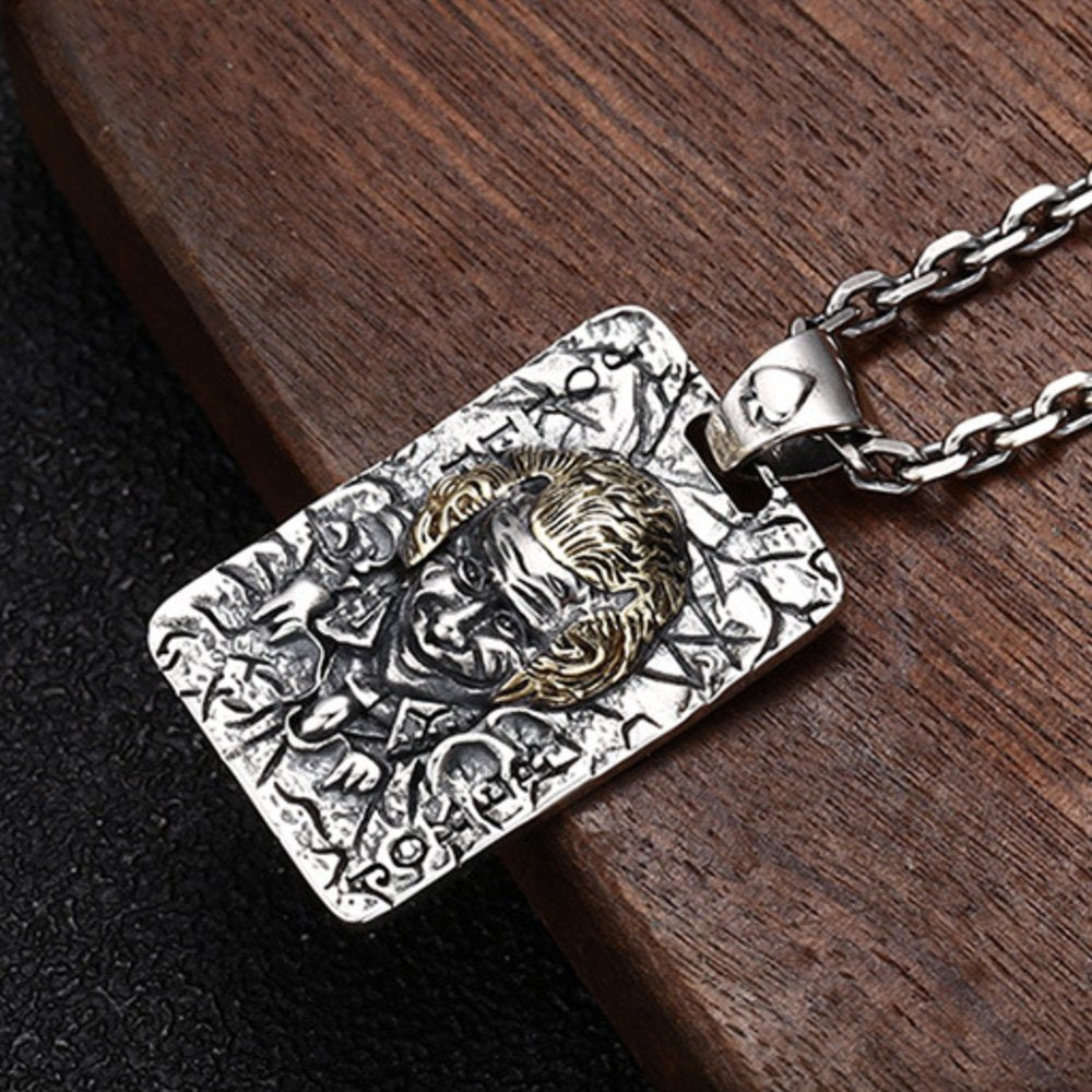 Men's Sterling Silver Joker Tag Necklace