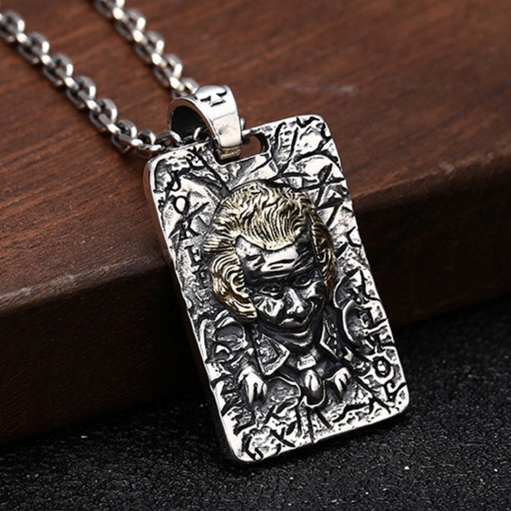 Men's Sterling Silver Joker Tag Necklace
