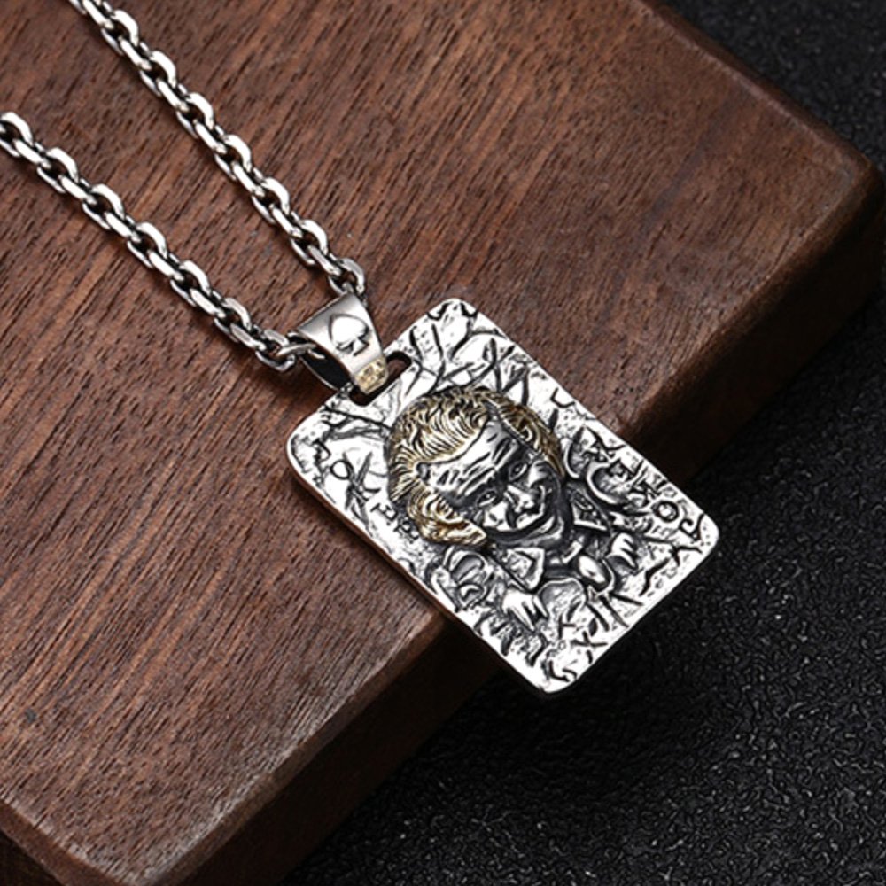 Men's Sterling Silver Joker Tag Necklace