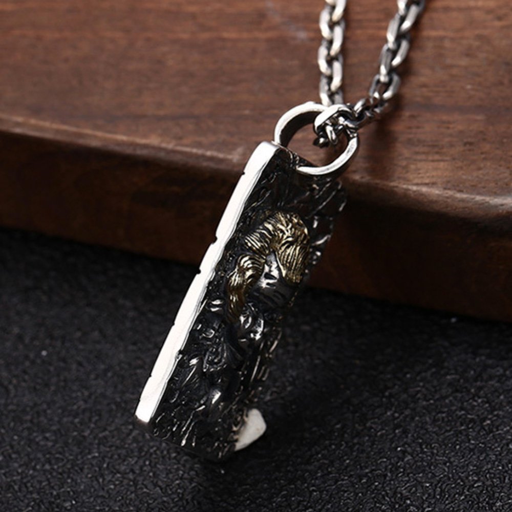 Men's Sterling Silver Joker Tag Necklace