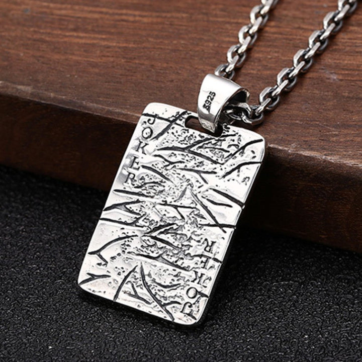 Men's Sterling Silver Joker Tag Necklace