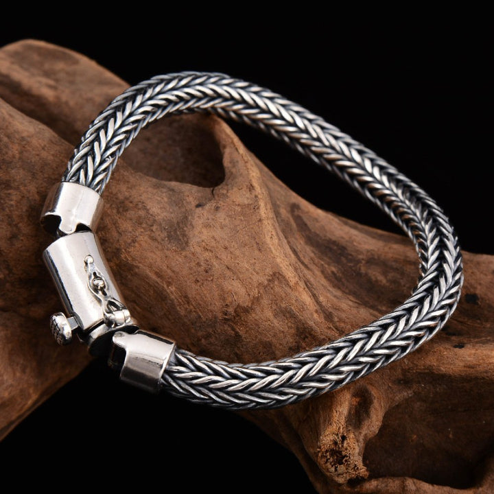 Men's Sterling Silver Latch Clasp Braided Bracelet